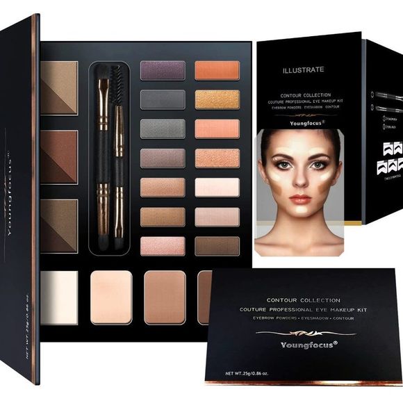 Youngfocus Eye Makeup Contour Kit Palette Set, 6 Waterproof Eyebrow Powders